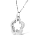 Matte Finished .925 Sterling Silver Diamond Accent Double Flower Shape 18" Satin Finished Pendant Necklace (I-J Color, I1-I2 Clarity)-6
