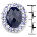 17.81 Carat Dyed Sapphire and Tanzanite .925 Sterling Silver Ring-3
