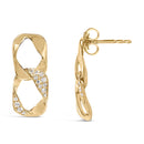 14K Yellow Gold Plated .925 Sterling Silver Open Link 1/5 Cttw Diamond Drop Earrings (H-I Color, I1-I2 Clarity)-2