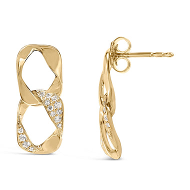 14K Yellow Gold Plated .925 Sterling Silver Open Link 1/5 Cttw Diamond Drop Earrings (H-I Color, I1-I2 Clarity) - 0
