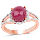 14K Rose Gold Plated 5.05 Carat Glass Filled Ruby .925 Sterling Silver Ring-1