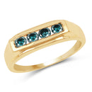 14K Yellow Gold Plated 0.48 Carat Genuine Blue Diamond .925 Sterling Silver Ring-1