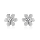 Matte Finished .925 Sterling Silver Diamond Accent Flower Hoop Stud Earring (I-J Color, I1-I2 Clarity)-6