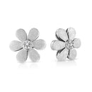Matte Finished .925 Sterling Silver Diamond Accent Flower Hoop Stud Earring (I-J Color, I1-I2 Clarity)-5