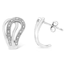 .925 Sterling Silver Pave-Set Diamond Accent Horseshoe Hoop Earring (I-J Color, I1-I2 Clarity)-4