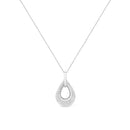 .925 Sterling Silver Prong-Set Diamond Accent Fashion Double Drop Design 18" Pendant Necklace (I-J Color, I1-I2 Clarity)-5
