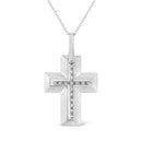 .925 Sterling Silver Prong-Set Diamond Accent Bold Cross 18" Pendant Necklace (I-J Color, I1-I2 Clarity)-8