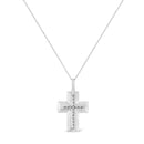 .925 Sterling Silver Prong-Set Diamond Accent Bold Cross 18" Pendant Necklace (I-J Color, I1-I2 Clarity)-5