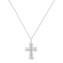 .925 Sterling Silver Prong-Set Diamond Accent Cross 18" Pendant Necklace (I-J Color, I1-I2 Clarity)-5