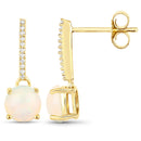 1.06 Carat Genuine Ethiopian Opal and White Diamond 10K Yellow Gold Earrings-2