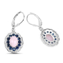 4.00 Carat Genuine Opal Pink, Blue Sapphire and White Topaz .925 Sterling Silver Earrings-2