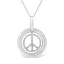 Matte Finish .925 Sterling Silver Diamond Accent Dancing Peace Sign 18" Pendant Necklace (I-J Color, I1-I2 Clarity)-8