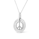 Matte Finish .925 Sterling Silver Diamond Accent Dancing Peace Sign 18" Pendant Necklace (I-J Color, I1-I2 Clarity)-6