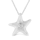 .925 Sterling Silver Prong-Set Diamond Accent Starfish Pendant Necklace (I-J Color, I1-I2 Clarity) - Size 18"-8