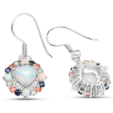 4.73 Carat Genuine Multi Stone .925 Sterling Silver Earrings - 0