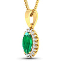 1.13 Carat Genuine Zambian Emerald and White Diamond 14K Yellow Gold Pendant-2
