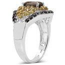 2.56 Carat Genuine Smoky Quartz & Citrine .925 Sterling Silver Ring-3