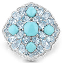 6.18 Carat Genuine Turquoise and Blue Topaz .925 Sterling Silver Ring-3