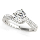 14k White Gold Spiral Design Pronged Diamond Engagement Ring (1 1/8 cttw)-1