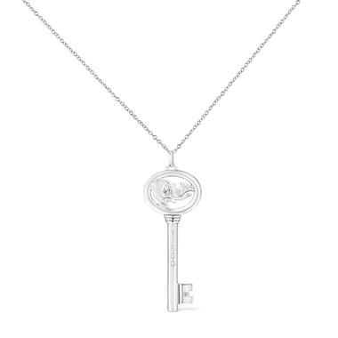.925 Sterling Silver Diamond Accent Virgo Zodiac Key 18" Pendant Necklace (K-L Color, I1-I2 Clarity) - 0