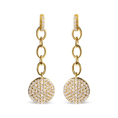 18K Yellow Gold Plated .925 Sterling Silver 1.0 Cttw Diamond Composite Cluster Dangle Chain Earrings (I-J Color, I1-I2 Clarity)