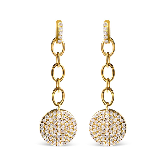 18K Yellow Gold Plated .925 Sterling Silver 1.0 Cttw Diamond Composite Cluster Dangle Chain Earrings (I-J Color, I1-I2 Clarity)