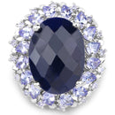 17.81 Carat Dyed Sapphire and Tanzanite .925 Sterling Silver Ring-4