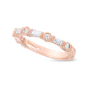 14K Rose Gold 3/8 Cttw Baguette and Round Diamond Bridal Band - (H-I Color, VS1-VS2 Clarity) - Size 6.75-3