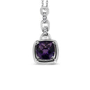 .925 Sterling Silver 6x6MM Cushion Shaped Natural Purple Amethyst and Diamond Accented Bale 18" Inch Pendant Necklace (I-J Color, I1-I2 Clarity)-8