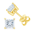 14K Yellow Gold 1.00 Cttw Princess-Cut Square Near Colorless Diamond Classic 4-Prong Solitaire Stud Earrings (J-K Color, I1-I2 Clarity)-2