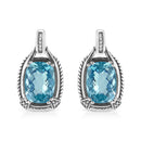 .925 Sterling Silver 14x10MM Cushion Cut Blue Topaz Gemstone and Diamond Accent Dangle Earring (I-J Color, I1-I2 Clarity)-8