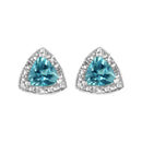 .925 Sterling Silver 6x6 mm Trillion Cut Blue Topaz Gemstone and Diamond Accent Stud Earring (I-J Color, I1-I2 Clarity)-9