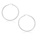 10k White Gold Polished Hoop Earrings (30mm)-1