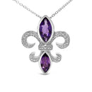.925 Sterling Silver Purple Amethyst Marquise and Diamond Accent Fleur De Lis Pendant Necklace (H-I Color, SI1-SI2 Clarity) - Size 18"-5