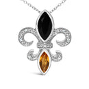 .925 Sterling Silver Marquise Onyx and Citrine and Diamond Accent Fleur De Lis Pendant Necklace (H-I Color, SI1-SI2 Clarity) - 18"-5