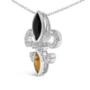.925 Sterling Silver Marquise Onyx and Citrine and Diamond Accent Fleur De Lis Pendant Necklace (H-I Color, SI1-SI2 Clarity) - 18"-6