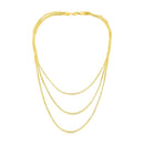 14k Yellow Gold Three Strand Herringbone Chain Necklace-2