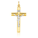 14k Two Tone Gold Cross Pendant-2