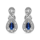 .925 Sterling Silver 4.5 x 3mm Pear Sapphire Gemstone and Diamond Accent Infinity Drop Stud Earrings (H-I Color, SI1-SI2 Clarity)-4