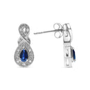 .925 Sterling Silver 4.5 x 3mm Pear Sapphire Gemstone and Diamond Accent Infinity Drop Stud Earrings (H-I Color, SI1-SI2 Clarity)-6