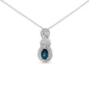 .925 Sterling Silver 6x4mm Pear Sapphire and Diamond Accent Infinity Drop 18" Pendant Necklace (H-I Color, SI1-SI2 Clarity)-4