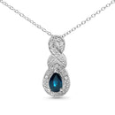 .925 Sterling Silver 6x4mm Pear Sapphire and Diamond Accent Infinity Drop 18" Pendant Necklace (H-I Color, SI1-SI2 Clarity)-5