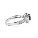 .925 Sterling Silver 6x4mm Pear Sapphire Gemstone with Diamond Accent Fashion Halo Ring (H-I Color, SI1-SI2 Clarity) - Size 7-7