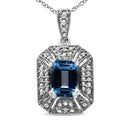 .925 Sterling Silver Blue Topaz and Diamond Accent Art Deco Style 18" Pendant Necklace (I-J Color, I1-I2 Clarity)-4