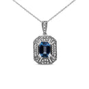 .925 Sterling Silver Blue Topaz and Diamond Accent Art Deco Style 18" Pendant Necklace (I-J Color, I1-I2 Clarity)-6