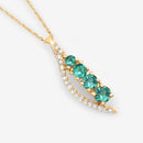 0.34 Carat Genuine Zambian Emerald and White Diamond 14K Yellow Gold Pendant-4