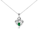 .925 Sterling Silver 6x4mm Pear Emerald and Diamond Accent Heart Pendant Necklace (H-I Color, SI1-SI2 Clarity) - 18 Inches-4