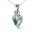 .925 Sterling Silver 6x4mm Pear Emerald and Diamond Accent Heart Pendant Necklace (H-I Color, SI1-SI2 Clarity) - 18 Inches-6