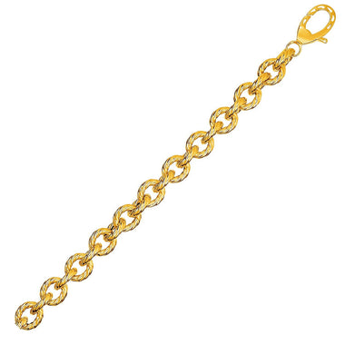 Textured Oval Link Bracelet in 14k Yellow Gold - 0
