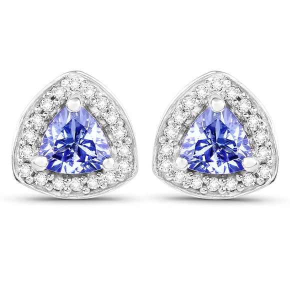 3.22 Carat Genuine Tanzanite & White Topaz .925 Sterling Silver Ring